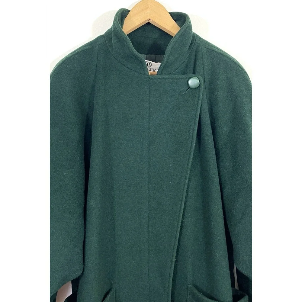 VTG 80s Jean Claude Paris Womens Wool‎ Batwing Oversized Coat Size 42 Dark Green